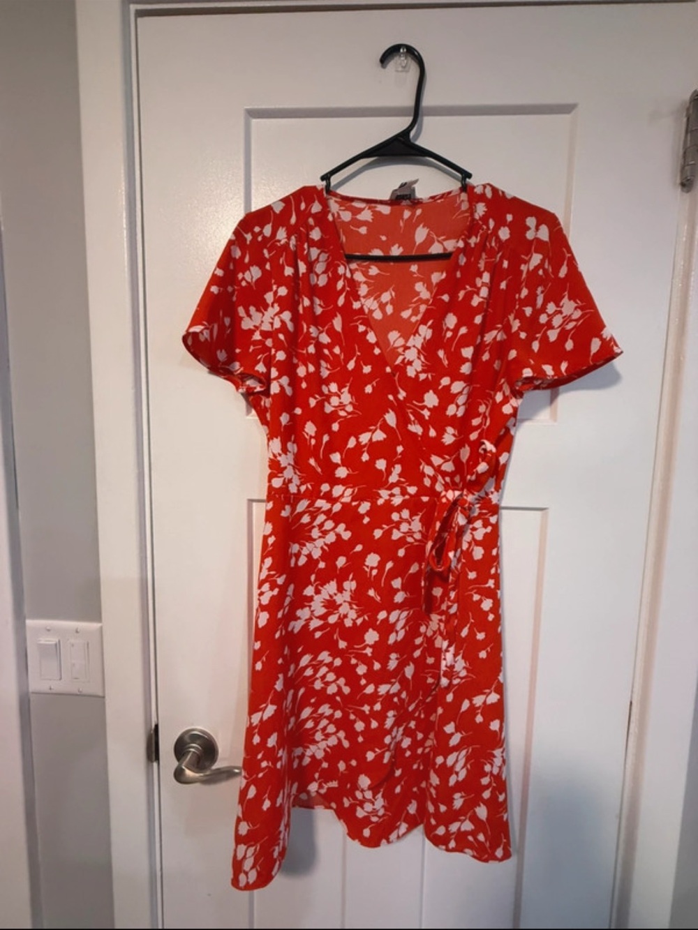 J. Crew Red and White Floral Wrap Dress